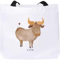Mr. & Mrs. Panda Strandtasche Sternzeichen Stier - Weiß - Geschenk, Reisetasche, Beutel, Rind, Geburtstag April, Laptoptasche, Mai, Ochse, Aszendent, Tote Bag, Tasche