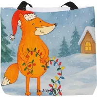 Mr. & Mrs. Panda Strandtasche Fuchs Weihnachten Design - Weiß - Geschenk, Reisetasche, Nikolaus, Tote Bag, Tasche, Füchse, Laptoptasche, Winter, Heiligabend, Beutel