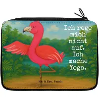 Mr. & Mrs. Panda Schlampermäppchen Flamingo Yoga Design - Weiß - Geschenk, Meditieren, Federmäppchen, Vogel, Federtasche, Yogi, Federmappe, Stifteetui, Rosa, Etui