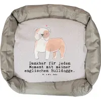 Mr. & Mrs. Panda Hundekörbchen Englische Bulldogge Moment - Grau Pastell - Geschenk, Ostern, Hund, English Bulldog, Muttertag, Mitbringsel, Geburtstag, Weihnachten