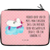 Mr. & Mrs. Panda Federmappe Einhorn Verliebt - Rot Pastell - Geschenk, Unicorn, Liebe, Federmäppchen, Bleistiftetui, Einhörner, Schlampermäppchen, Etui für Stifte, Wolke