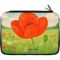 Mr. & Mrs. Panda Etui Blume Mohnblume Design - Weiß - Geschenk, Motivation, Mäppchen, Garten, Mohn, Federmäppchen, Federmappe, Schulmäppchen, Stifte, Naturliebe, Respekt