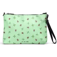 Mr. & Mrs. Panda Damenhandtasche Hummeln Kleeblatt - Grün - Geschenk, Spruch Fröhlich, Damen Umhängetasche, Positiv, Lustige Sprüche, kleine tasche, Biene, Handtasche