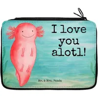 Mr. & Mrs. Panda Etui Axolotl Liebe Design - Weiß - Geschenk, Mitbringsel, Freundin, Valentinstag, für Frauen, Federtasche, Federmappe, Jahrestag, Mäppchen, Federmäppchen