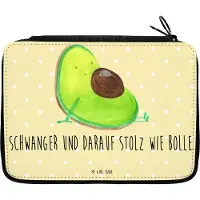 Mr. & Mrs. Panda Bleistiftetui Avocado Schwangerschaft - Gelb Pastell - Geschenk, Federmäppchen, Geburt, Baby, Babyparty, Stifteetui, Etui, Babyshower, Liebe, Federmappe