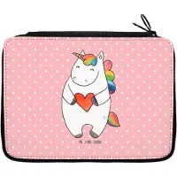Mr. & Mrs. Panda Bleistiftetui Einhorn Herz - Rot Pastell - Geschenk, Mäppchen, Unicorn, Witzig, Federmäppchen, Bunt, Einhörner, Schlampermäppchen, Etui, Federtasche