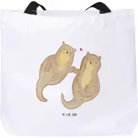 Mr. & Mrs. Panda Reisetasche Otter Hände halten - Weiß - Geschenk, Verliebt, Paar, Tasche, Schultasche, Laptoptasche, glücklich, Liebe, Tote Bag, Strandtasche, Romantisch