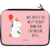 Mr. & Mrs. Panda Schlampermäppchen Einhorn Luftballon - Rot Pastell - Geschenk, Geld, Einhörner, Mäppchen, Freundin, Unicorn, Federmäppchen, Federtasche, Federmappe