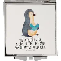 Mr. & Mrs. Panda Kleiner Spiegel Pinguin Buch - Weiß - Geschenk, Reise, Schminkspiegel, Klappspiegel, Kosmetikspiegel, Urlaub, Taschenspiegel, Handspiegel, Pause