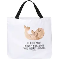 Mr. & Mrs. Panda Schultasche Robbe Liegen - Weiß - Geschenk, Tasche, Nordsee, Freude, Reisetasche, Tragetasche, Ostsee, Lustige Sprüche, Strand, Tote Bag, Robben
