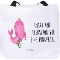 Mr. & Mrs. Panda Reisetasche Sternzeichen Jungfrau - Weiß - Geschenk, Laptoptasche, Stoffbeutel, Meerjungfrau, Schultasche, Geburtstag August, Tasche, Tote Bag, Jungfer