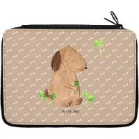 Mr. & Mrs. Panda Mäppchen Hund Kleeblatt - Hundeglück - Geschenk, Schlampermäppchen, Schulmäppchen, Viel Glück, Sprüche, Glücksbringer, Federmappe, Bleistiftetui, Etui