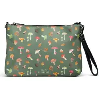 Mr. & Mrs. Panda Damentasche Pilz Wald - Grün - Geschenk, Laub Muster, Handtasche Damen, Pilze, Umhängetasche, Tasche, Clutch