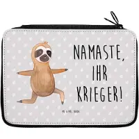 Mr. & Mrs. Panda Mäppchen Faultier Yoga - Grau Pastell - Geschenk, Entspannung, Federmappe, Schulmäppchen, Stifteetui, Meditation, Etui, Bleistiftetui