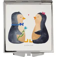 Mr. & Mrs. Panda Schminkspiegel Pinguin Pärchen - Weiß - Geschenk, Liebespaar, Pinguine, Mini Spiegel, Hochzeitstag, Handspiegel, Kosmetikspiegel, Reise, Verknallt, Liebe