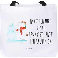 Mr. & Mrs. Panda Tote Bag Einhorn Schneemann - Weiß - Geschenk, Winter, Einkaufstasche, Handschuhe, Schnee, Kuchen, Reisetasche, Tasche, Mütze, Strandtasche, Weihnachten