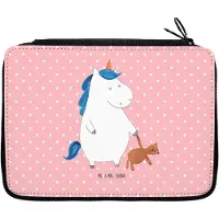 Mr. & Mrs. Panda Federmappe Einhorn Teddy - Rot Pastell - Geschenk, Gute Nacht, Unicorn, Mäppchen, Träumen, Einhörner, Federmäppchen, Federtasche, Etui, reiseetui, Bett