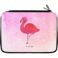 Mr. & Mrs. Panda Federtasche Flamingo Classic - Aquarell Pink - Geschenk, Federmäppchen, Rosa, Etui, Geschwister, Prächtig, Spruch, Schlampermäppchen, Ich, Federmappe