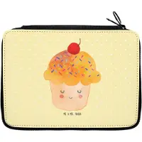 Mr. & Mrs. Panda Schulmäppchen Cupcake - Gelb Pastell - Geschenk, Cupcakes, Mäppchen, Federmappe, Etui, Küche Spruch, für Stifte, Motivation Sprüche, Schlamper, Deko
