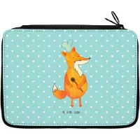 Mr. & Mrs. Panda Etui Fuchs Koch - Türkis Pastell - Geschenk, Hungrig, Köche, Bäcker, Chefkoch, Bleistiftetui, Federmäppchen, Mäppchen, Schreibmappe, Federtasche