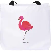Mr. & Mrs. Panda Reisetasche Flamingo Classic - Weiß - Geschenk, Tasche, Prächtig, Strandtasche, Laptoptasche, Stoffbeutel, Schultasche, Rosa, Tote Bag, Stolz, Sohn, Ich