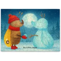 Mr. & Mrs. Panda Puzzle Nachtfalter Schneemann Design 192 Teile - Weiß - Geschenk, 2000, Geduldspiel, 500, Weihnachtsgruß, Weihnachten, 1000, Winter, 1500, Schnee