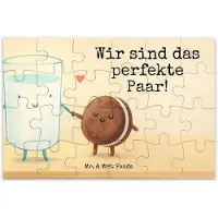 Mr. & Mrs. Panda Puzzle Milch Keks Design 24 Teile - Weiß - Geschenk, Lustige Sprüche, 300, 1000, Kekse, Cookie, 2000, Milk, Kaffee, 500, 1500