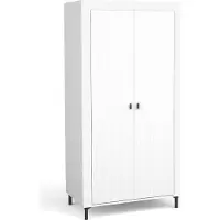 Furniture24 Kleiderschrank Mossa Mo1 Schrank 97X197X56 Cm 2 Türiger Weiß