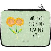 Mr. & Mrs. Panda Federmäppchen Blume Sonnenblume - Blattgrün - Geschenk, Best Friends, Schuletui, Freundin, Garten, Bleistiftetui, Sonnenblumen, Schlampermäppchen, Etui