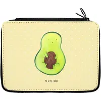 Mr. & Mrs. Panda Federmäppchen Avocado Kern - Gelb Pastell - Geschenk, Mäppchen, Bleistiftetui, glücklich, Pflanze, Etui, Schlampermäppchen, Federtasche, Spruch Leben