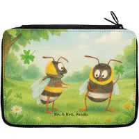 Mr. & Mrs. Panda Etui Bienen Paar Design - Weiß - Geschenk, Jahrestag, Federtasche, Federmappe, Bleistiftetui, Federmäppchen, Stifteetui, Schlampermäppchen, Valentinstag