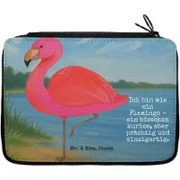 Mr. & Mrs. Panda Schlampermäppchen Flamingo Classic Design - Weiß - Geschenk, Schulmäppchen, Freundin, Mäppchen, Etui, Rosa, Spruch, Federmäppchen, Bleistiftetui, Ich