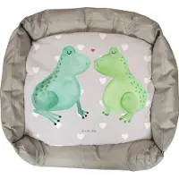 Mr. & Mrs. Panda Hundekorb Frosch Liebe - Grau Pastell - Geschenk, Geburtstag, Hund, Vatertag, Hochzeitstag, Muttertag, Freundin, Welpen, Frösche, Ostern, Paar