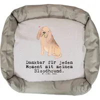 Mr. & Mrs. Panda Hundekorb Bloodhound Moment - Grau Pastell - Geschenk, Vatertag, Weihnachten, Geburtstag, Muttertag, Umzug, St. Hubertushund, Valentinstag, Bluthund