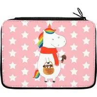 Mr. & Mrs. Panda Mäppchen Einhorn Pilz - Rot Pastell - Geschenk, Schlamper, Unicorn, Motivation, Einhörner, Federmäppchen, Federtasche, Schlampermäppchen, Bleistiftetui