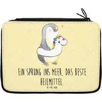 Mr. & Mrs. Panda Federmappe Sommermeerheilkraft Motiv - Gelb Pastell - Geschenk, Federmäppchen, reiseetui, Küste, Schlampermäppchen, Strandurlaub, Gemütlichkeit, Mäppchen