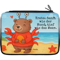 Mr. & Mrs. Panda Mäppchen Krebs Astrologie Design - Weiß - Geschenk, Geburtstagsgeschenk, Sternzeichen, Federtasche, Etui für Stifte, Bleistiftetui, Schlampermäppchen
