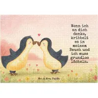 Mr. & Mrs. Panda Puzzle Pinguine Kuss Design 1500 Teile - Weiß - Geschenk, 500, für Freundin, Frauen, Jahrestag, 300, Hochzeitstag, Partner, Valentinstag, Puzzlespiel