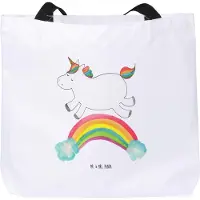 Mr. & Mrs. Panda Schultasche Einhorn Regenbogen - Weiß - Geschenk, Beutel, Unicorn, Glitzer, Erwachsenwerden, Büchertasche, Einhornpower, Tasche, Strandtasche