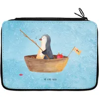 Mr. & Mrs. Panda Etui Pinguin Angelboot - Eisblau - Geschenk, Bleistiftetui, Trennung, Schlampermäppchen, Boot, Optimistisch, Angeln, Federtasche, Pinguine, Federmäppchen