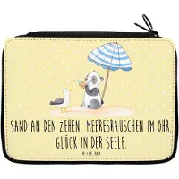 Mr. & Mrs. Panda Bleistiftetui Sommer Meer Glück Motiv - Gelb Pastell - Geschenk, Küste, Küstenurlaub, Mäppchen, Kamin, am Strand, Wetter während des Jahres, Strandurlaub