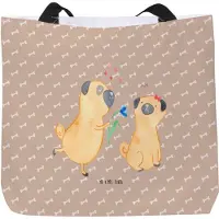 Mr. & Mrs. Panda Strandtasche Mops Verliebt - Hundeglück - Geschenk, Schultasche, Hund, Tasche, Sprüche, Liebe, Laptoptasche, Tote Bag, Knuffig, Partner, Reisetasche