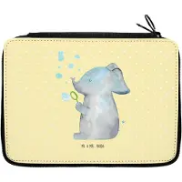 Mr. & Mrs. Panda Federmappe Elefant Seifenblasen - Gelb Pastell - Geschenk, Schlampermäppchen, Elefanten, Etui, Heimat, Federtasche, Bleistiftetui, Lustige Sprüche, Liebe