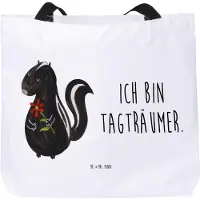 Mr. & Mrs. Panda Einkaufstasche Stinktier Blume - Weiß - Geschenk, Skunk, Reisetasche, Tasche, Träume, Raubtier, Wildtier, Strandtasche, Dreams, Schultasche, Tragetasche