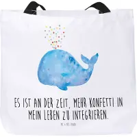 Mr. & Mrs. Panda Reisetasche Wal Konfetti - Weiß - Geschenk, Schultasche, Neustart, Beutel, Meerestiere, Trennung, Tasche, Geburtstag, Unitasche, Strandtasche, Diät