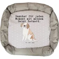 Mr. & Mrs. Panda Hundekissen Saint Bernard Moment - Grau Pastell - Geschenk, Muttertag, Welpen, St. Bernhardshund, Perro San Bernardo, Geburtstag, Vatertag, Hund, Dog