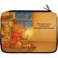 Mr. & Mrs. Panda Federmäppchen Maus Weihnachten Design - Weiß - Geschenk, Schlampermäppchen, Federmappe, Frohe, Weihnachtswunder, Weihnachtsmotiv, Bleistiftetui, Mäppchen