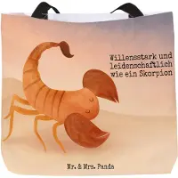 Mr. & Mrs. Panda Strandtasche Sternzeichen Skorpion Design - Weiß - Geschenk, Aszendent, Schultasche, Skorpione, Tragetasche, Tote Bag, Geburtstag Oktober, Tasche