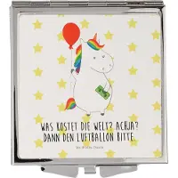 Mr. & Mrs. Panda Kosmetikspiegel Einhorn Luftballon - Weiß - Geschenk, Unicorn, Einhörner, Freude, Taschenspiegel, Handspiegel, Reise, Schminkspiegel klein, Geld