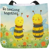 Mr. & Mrs. Panda Strandtasche Biene Verliebt Design - Weiß - Geschenk, Tasche, Tragetasche, Unitasche, Reisetasche, Schultasche, Tote Bag